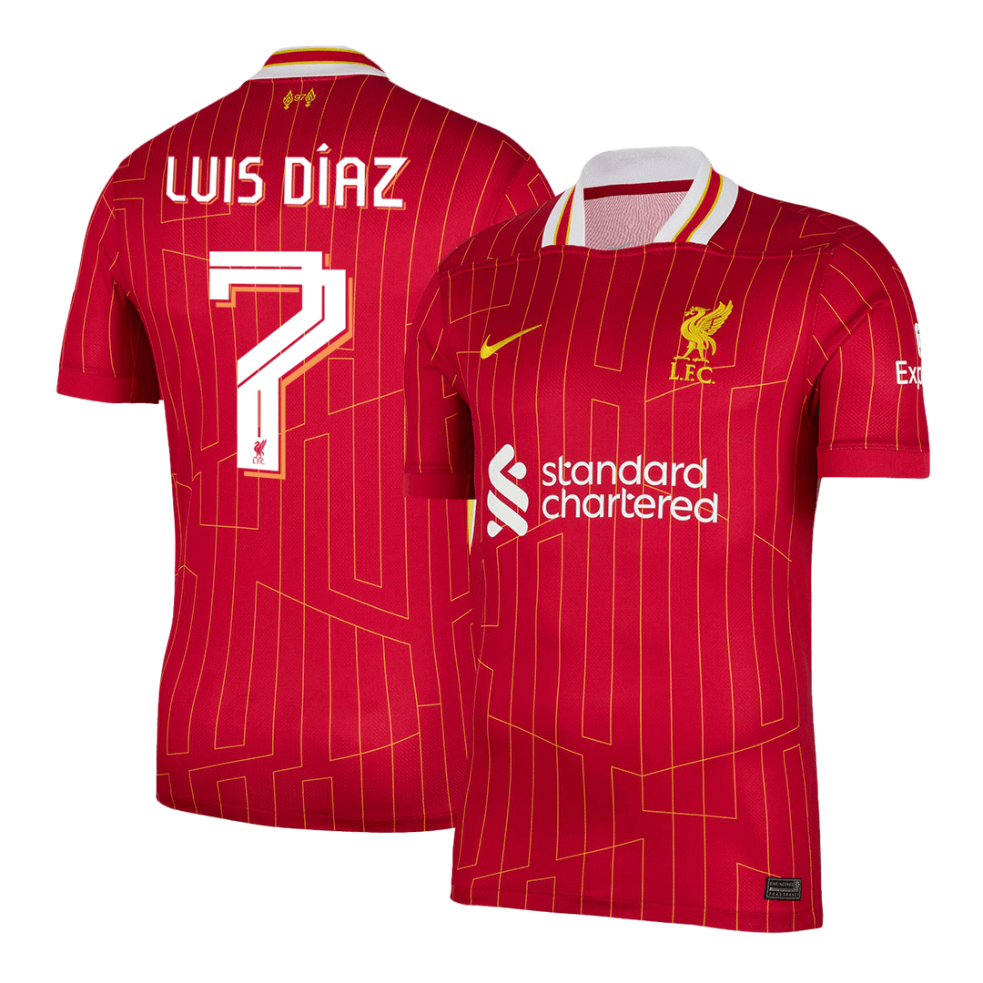 Luis Díaz #7 Liverpool Home  Soccer Jersey 2024/25 - UCL