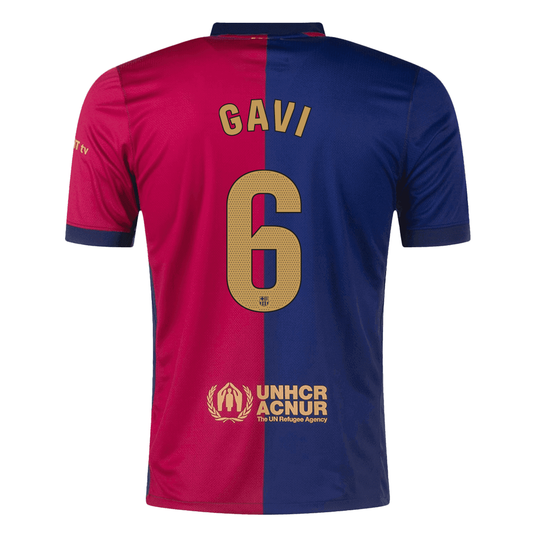 GAVI #6 Barcelona Home  Soccer Jersey 2024/25- Spotify Logo Without Text