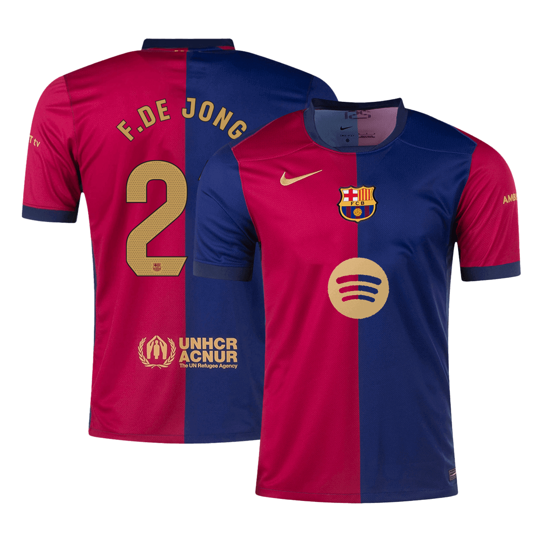 F.DE JONG #21 Barcelona Home  Soccer Jersey 2024/25- Spotify Logo Without Text