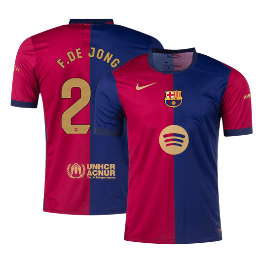 F.DE JONG #21 Barcelona Home  Soccer Jersey 2024/25- Spotify Logo Without Text