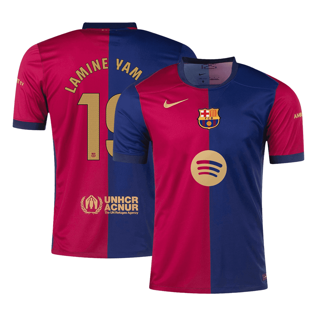 LAMINE YAMAL #19 Barcelona Home  Soccer Jersey 2024/25- Spotify Logo Without Text