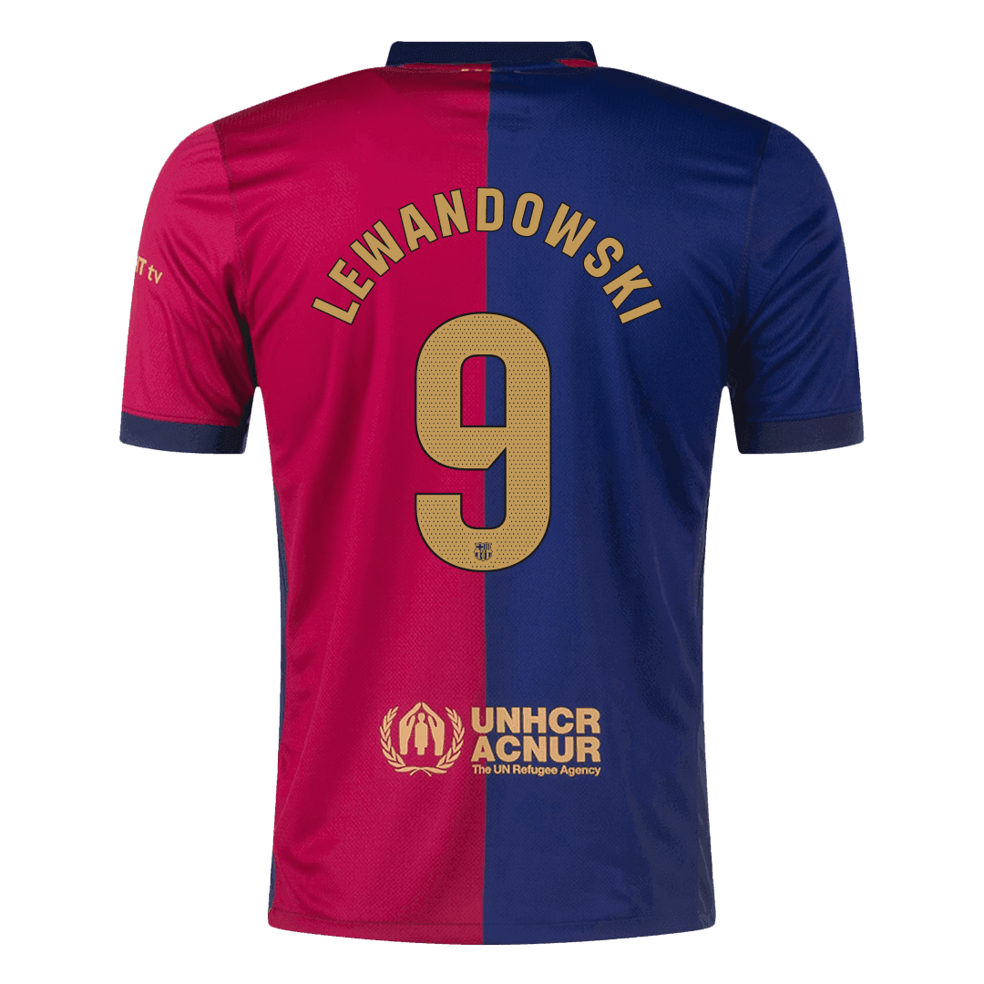 LEWANDOWSKI #9 Barcelona Home  Soccer Jersey 2024/25- Spotify Logo Without Text